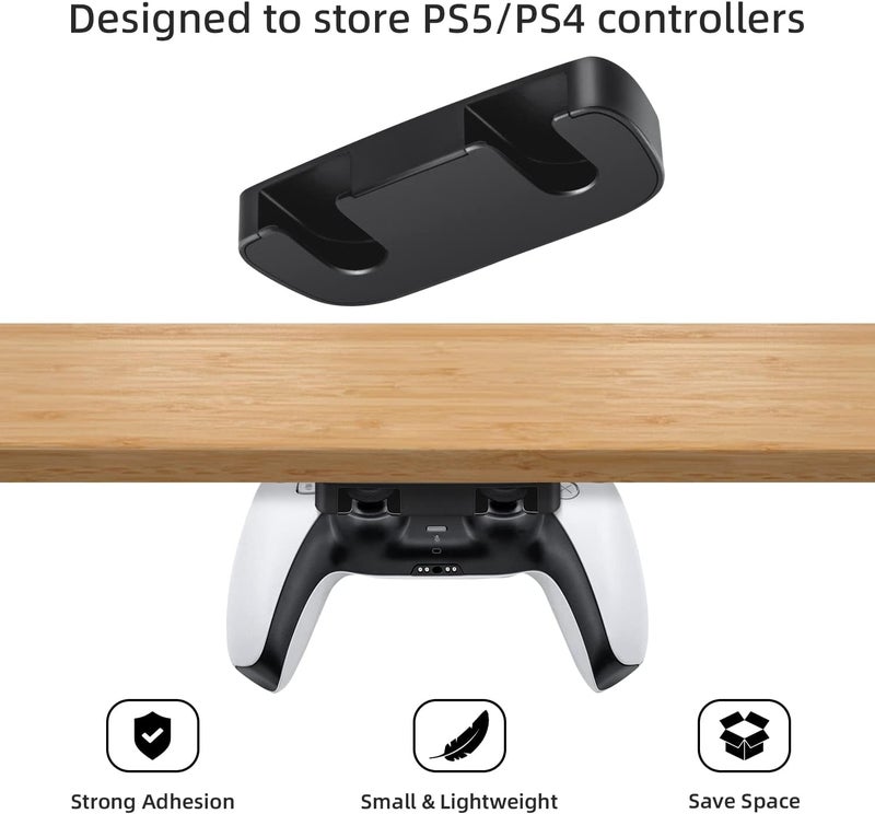 Mcbazel Under Desk Mount for PS5/PS4 Controller, Table Stand Holder Compatible with PlayStation 5/4 Controller - Black - Image 2